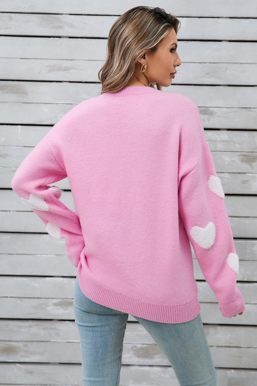 Angel Wings Heart Round Neck Long Sleeve Sweater