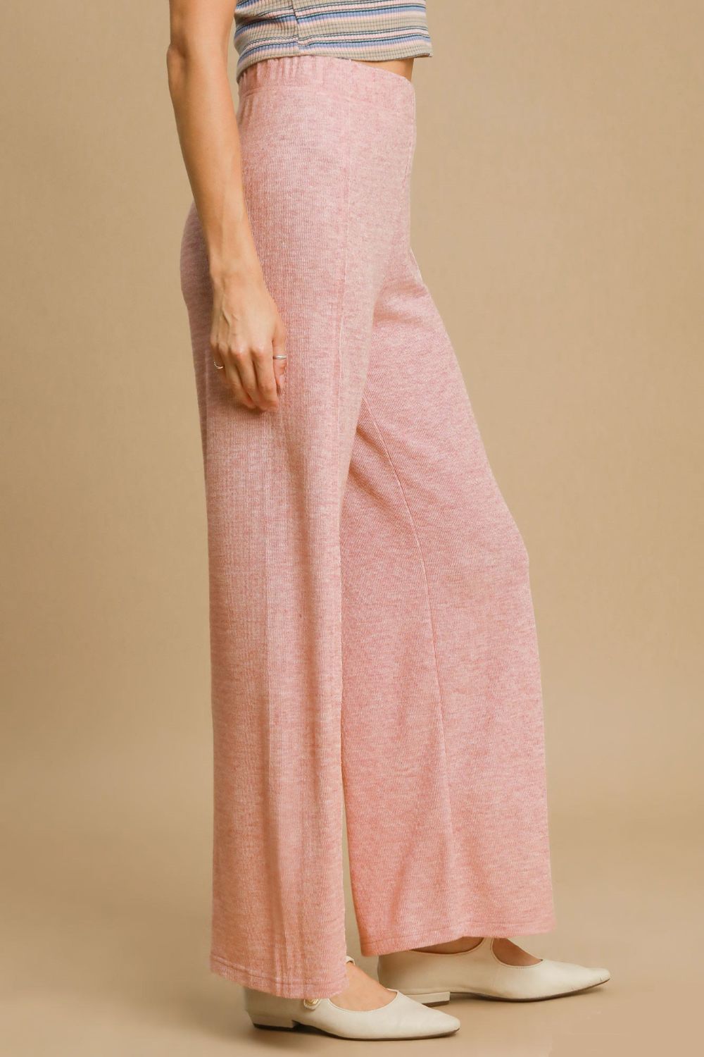 Umgee Elastic Waist Wide Leg Knit Pants