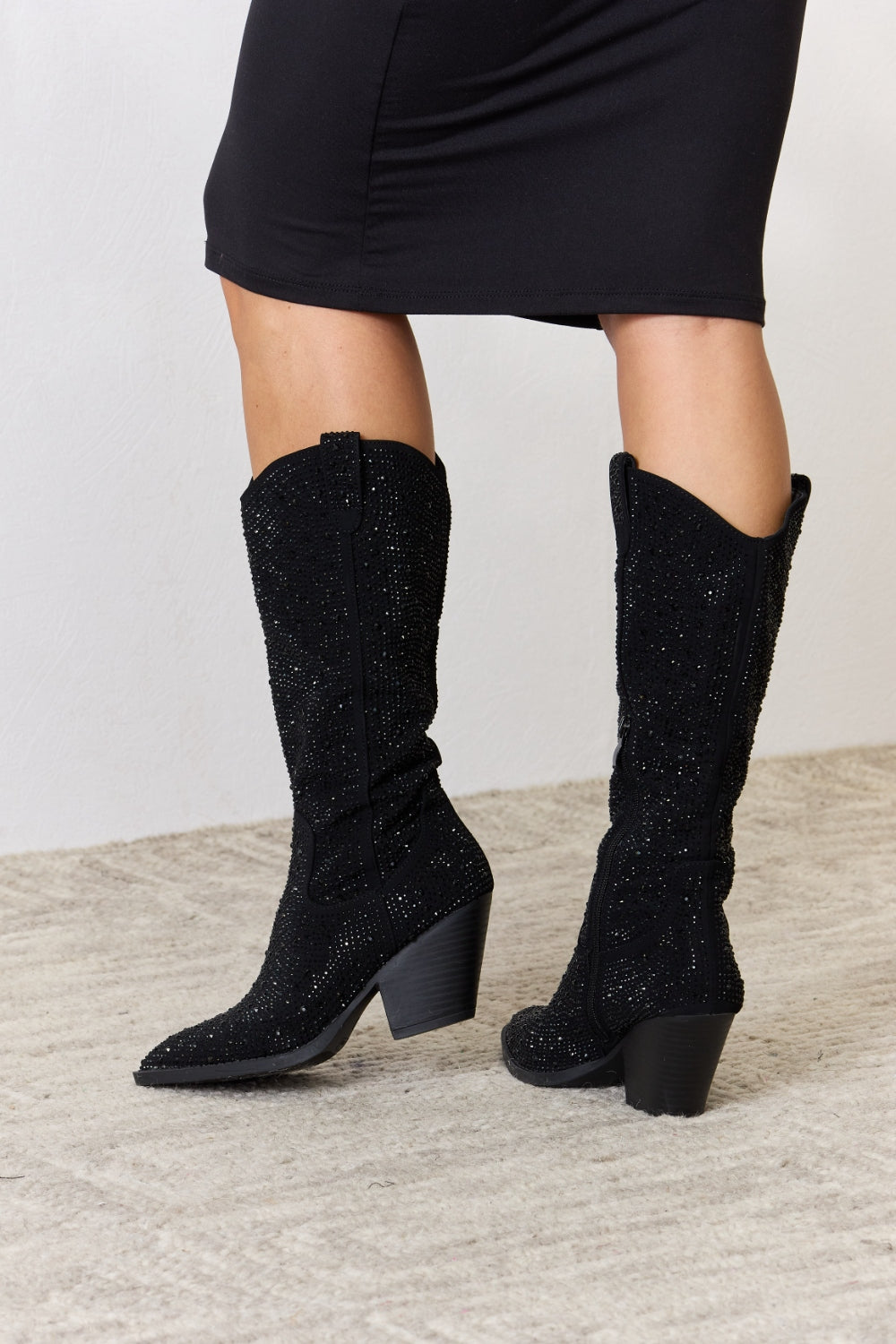 Botas vaqueras hasta la rodilla con diamantes de imitación Forever Link