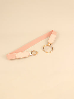 Double Ring Buckle Elastic PU Belt