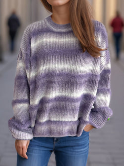 Gradient Round Neck Dropped Shoulder Sweater