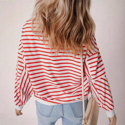 Full Size Striped Round Neck Long Sleeve Sweatshirt Plus Size