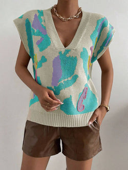 Color Block V-Neck Sweater Vest