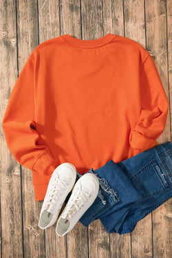 Letter Round Neck Long Sleeve Sweatshirt