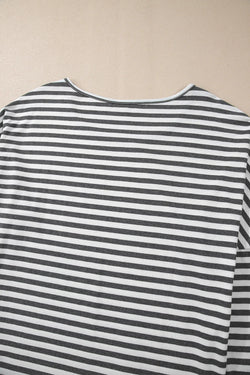 Striped Round Neck Long Sleeve Top