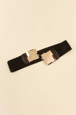 Geometric Buckle Elastic Wide Belt