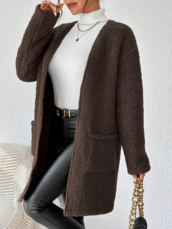 Open Front Long Sleeve Winter Coat