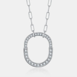 925 Sterling Silver Inlaid Moissanite Pendant Necklace