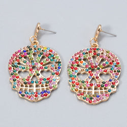 Skull Rhinestone Alloy Earrings