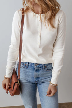 Half Button Long Sleeve Top