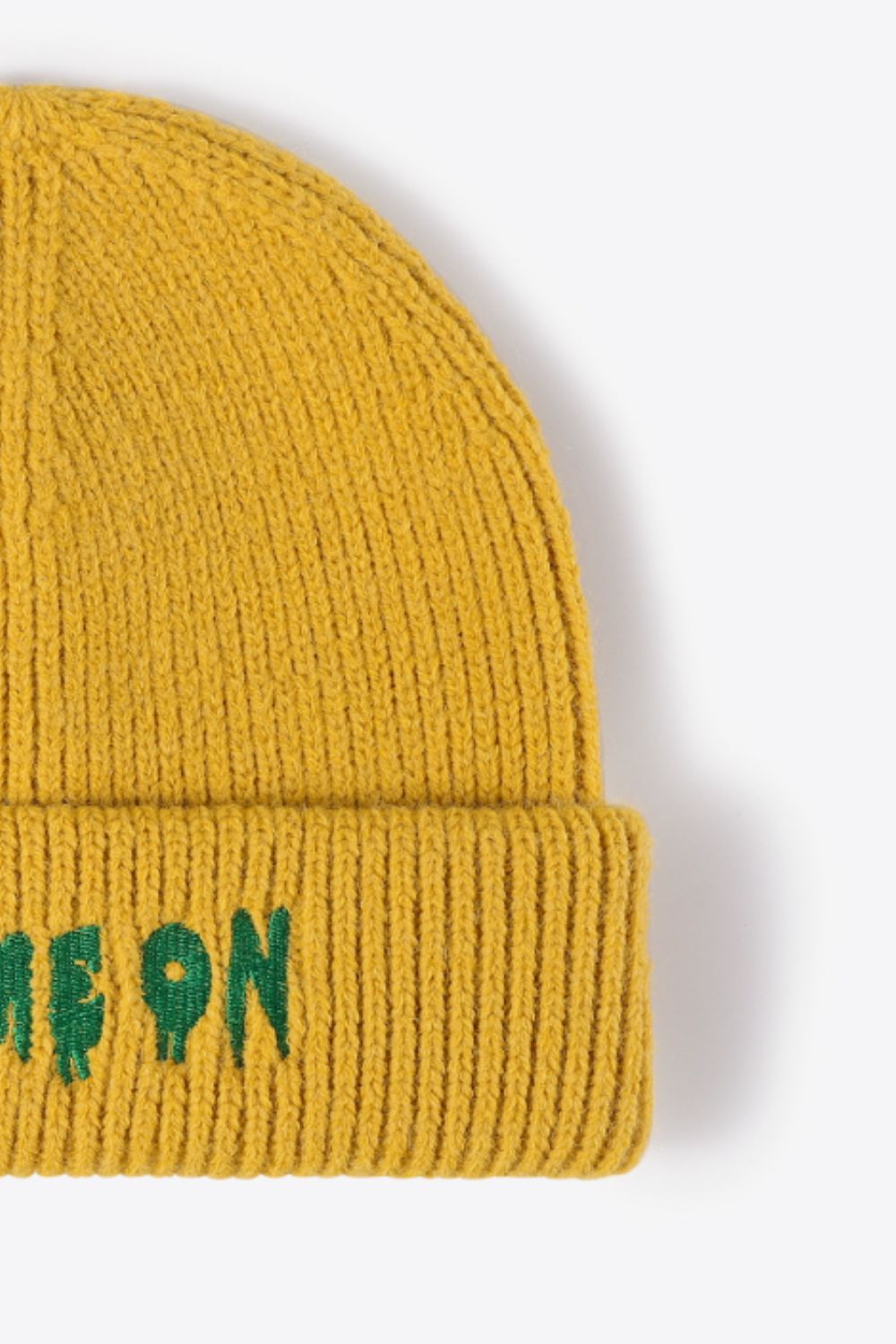 COME ON Embroidered Cuff Knit Beanie