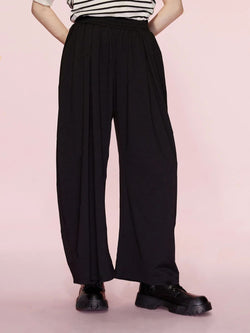 Elastic Waist Wide Leg Pants with Pockets