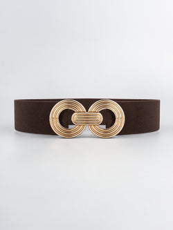 Geometric Buckle Elastic Wide Belt