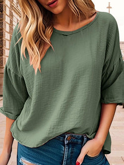 Full Size Round Neck Half Sleeve T-Shirt Plus Size