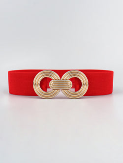 Geometric Buckle Elastic Wide Belt