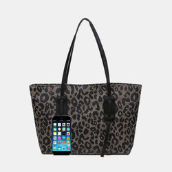 Bolso de mano de piel sintética con estampado de leopardo