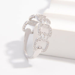 925 Sterling Silver Zircon Cutout Ring