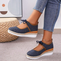 Tied Cutout Wedge Slip-Ons