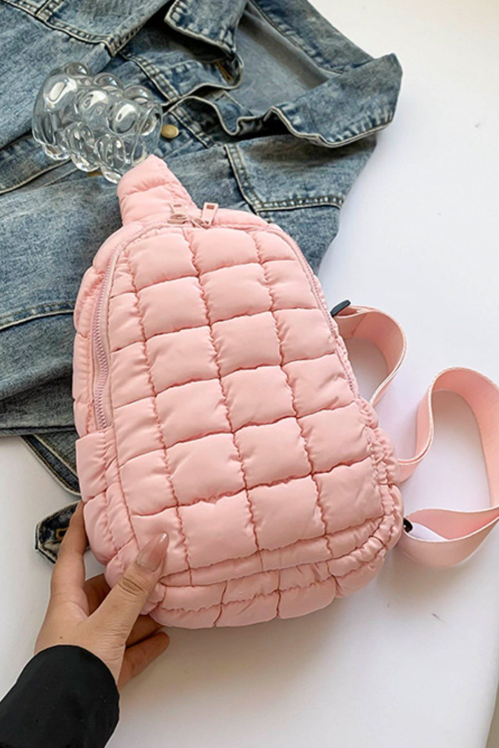 Quilted Nylon Crossbody  Bag