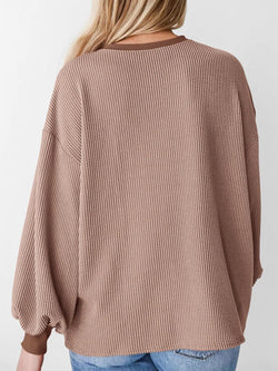 Round Neck Drop Shoulder Long Sleeve Sweatshirt