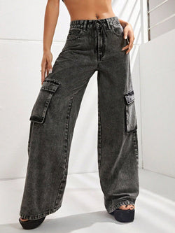 Jeans de pierna ancha con bolsillos