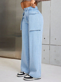 Jeans de pierna ancha con bolsillos