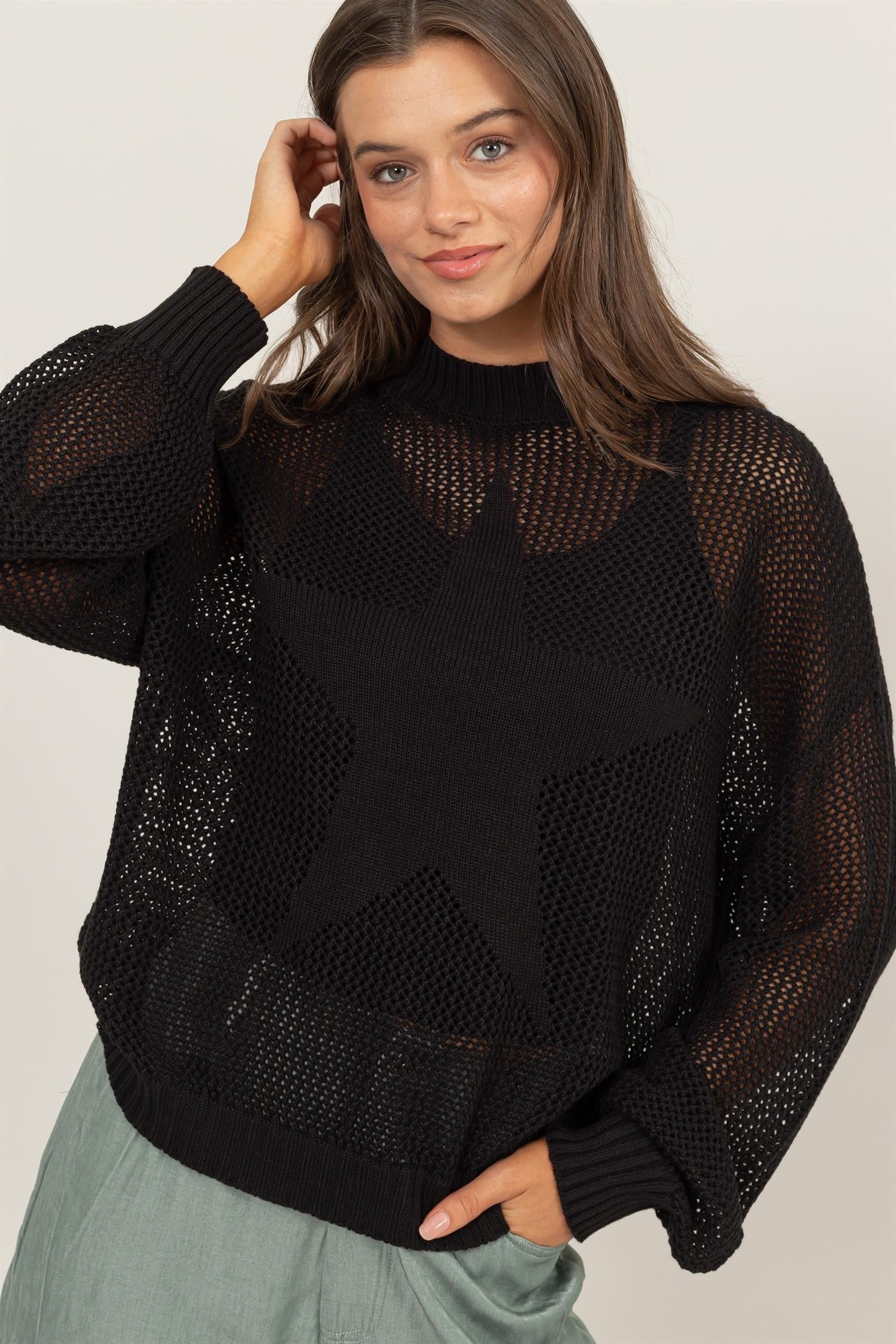 HYFVE Star Pattern Openwork Knit Cover Up