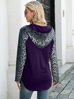 Ivy Lane Leopard Raglan Sleeve Hoodie