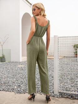 Ivy Lane Round Neck Sleeveless Jumpsuit with Pockets