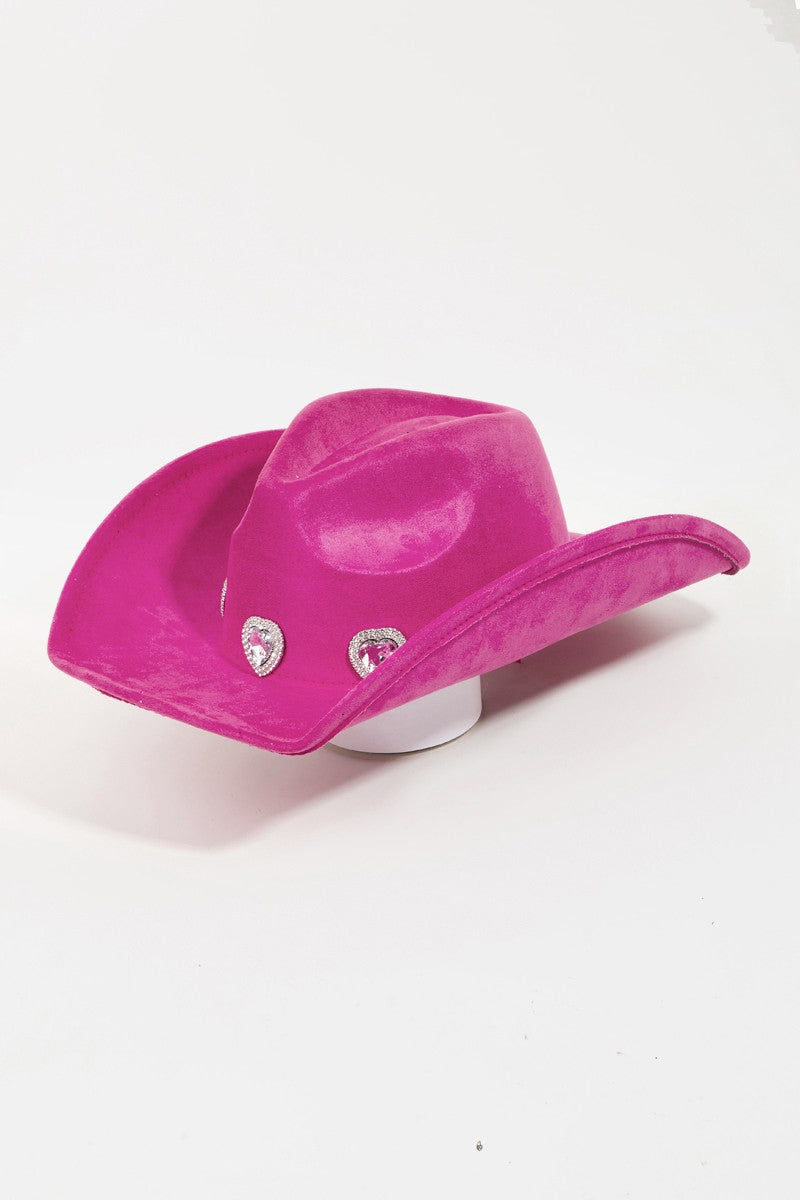 Sombrero de vaquero con corazón pavé de diamantes de imitación Fame