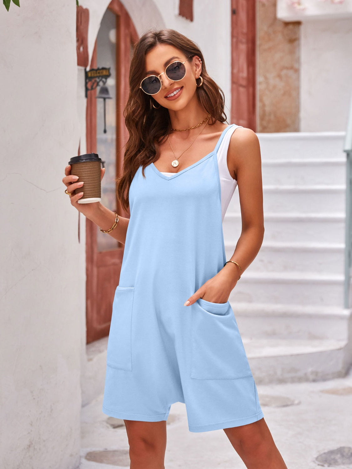 Lovelet Spaghetti Strap Romper with Pockets