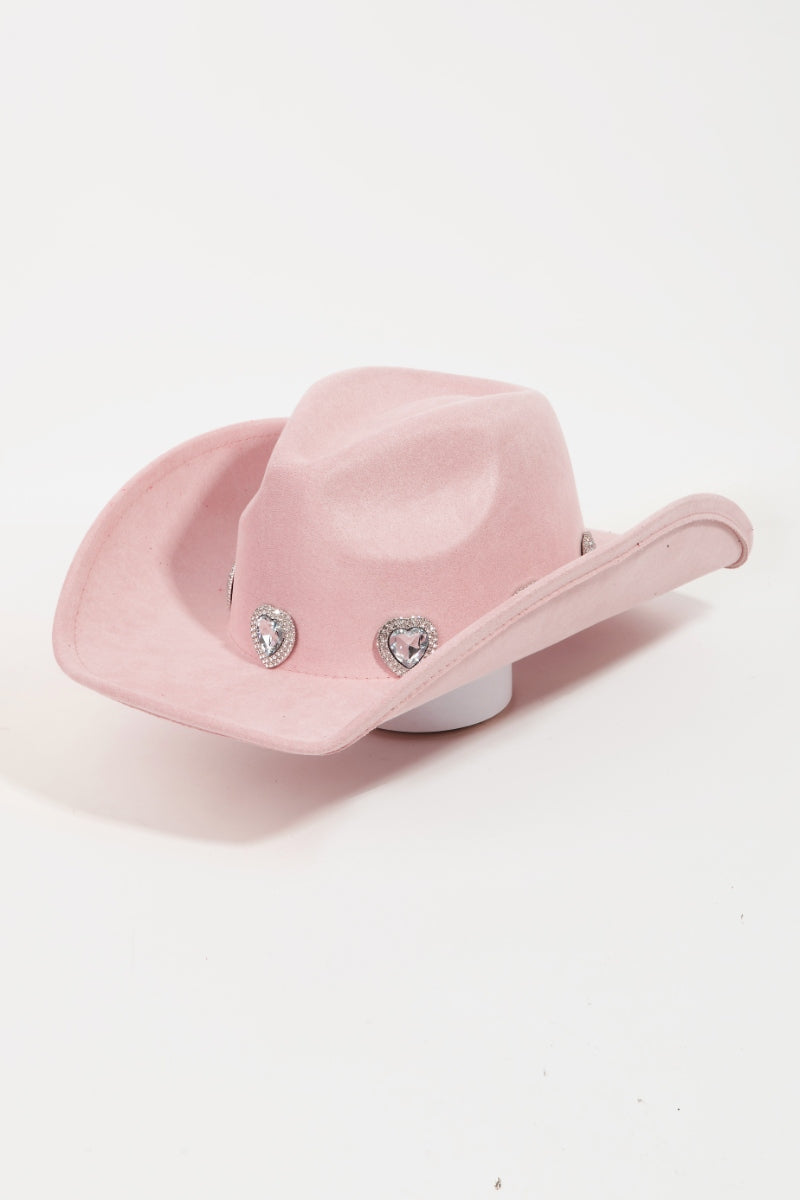 Sombrero de vaquero con corazón pavé de diamantes de imitación Fame