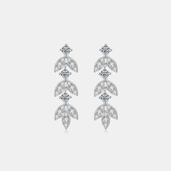 925 Sterling Silver Moissanite Leaf Earrings