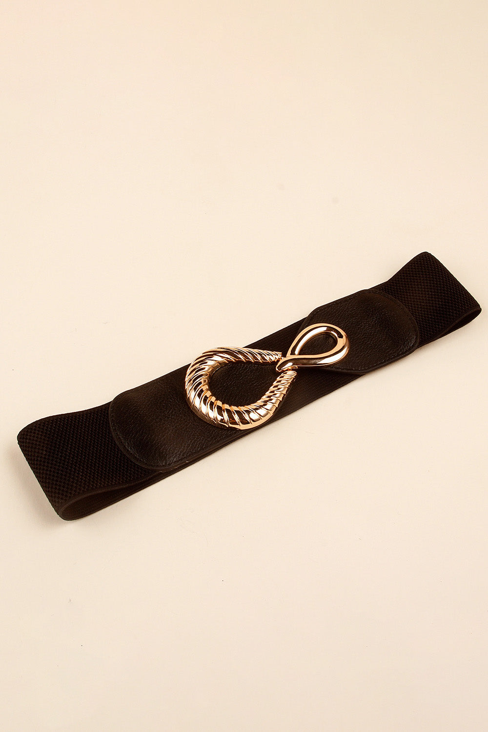 Ribbed Alloy Buckle Elastic Belt