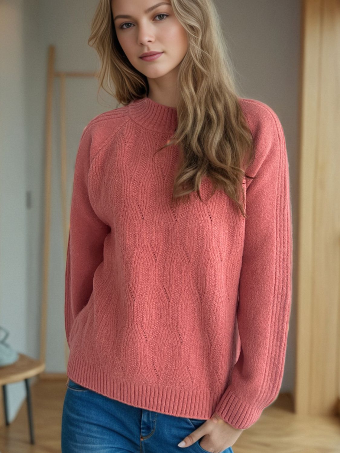 Mock Neck Long Sleeve Sweater