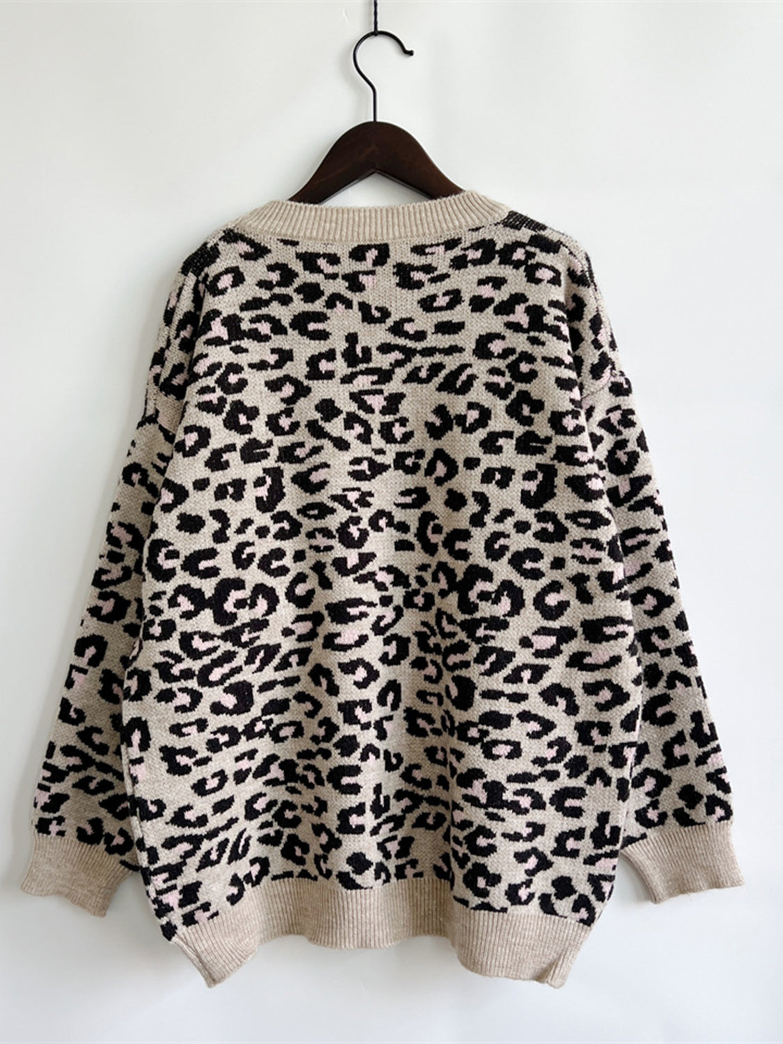 Leopard Round Neck Long Sleeve Sweater