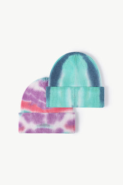 Gorro de punto con puños y efecto tie-dye