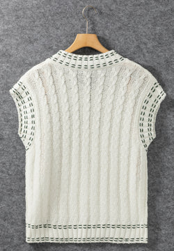 Cable-Knit V-Neck Sweater Vest