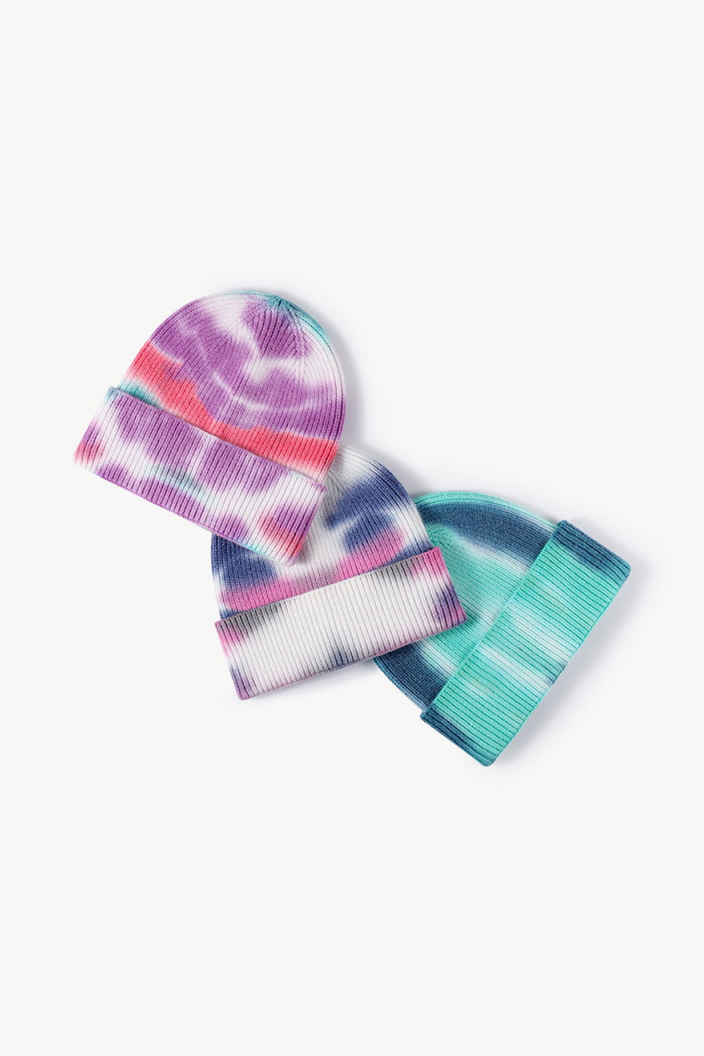 Gorro de punto con puños y efecto tie-dye