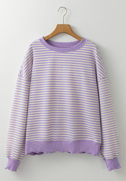 Striped Round Neck Long Sleeve Sweatshirt