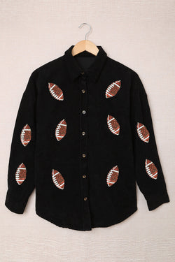 Sequin Football Button Up Long Sleeve Jacket