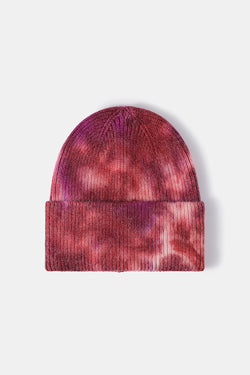 Tie-Dye Cuffed Rib-Knit Beanie Hat