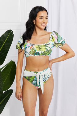 Bikini con mangas abullonadas Vacay Ready de Marina West Swim en estampado floral