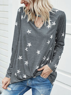 Cutout Round Neck Long Sleeve T-Shirt