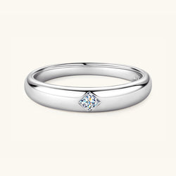 925 Sterling Silver Inlaid Moissanite Ring