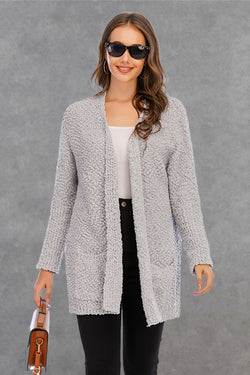 Angel Wings Pocketed Open Front Long Sleeve Cardigan