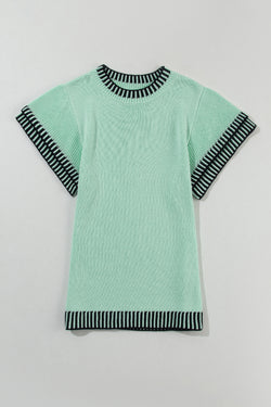 Round Neck Short Sleeve Knit Top