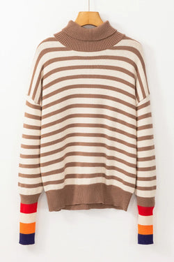 Striped Turtleneck Long Sleeve Sweater