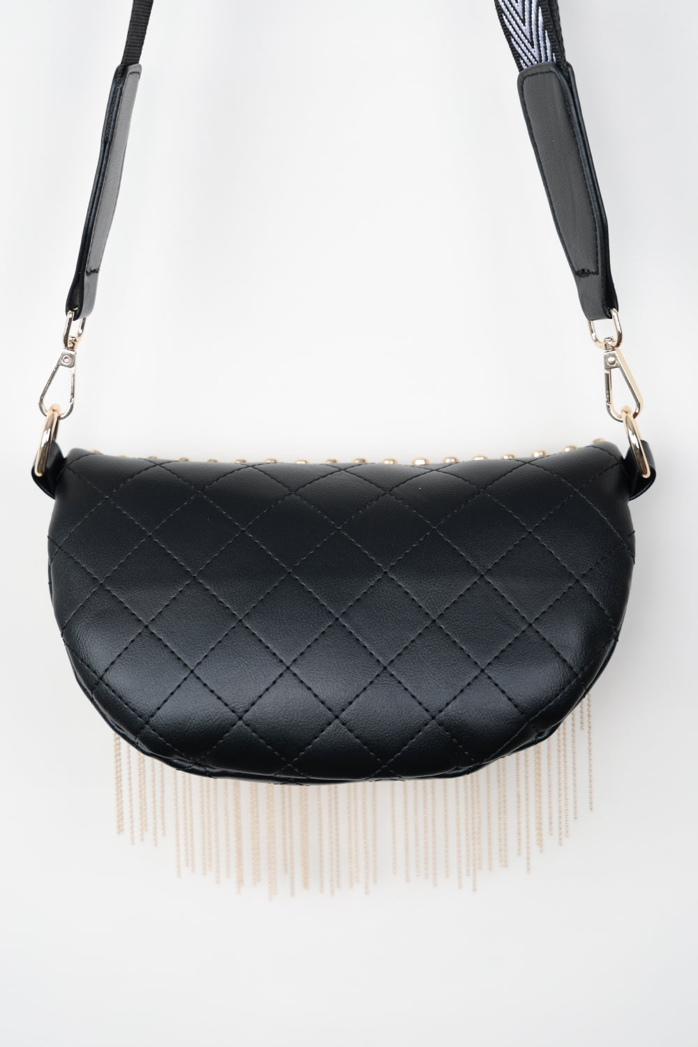 PU Leather Studded Sling Bag with Fringes