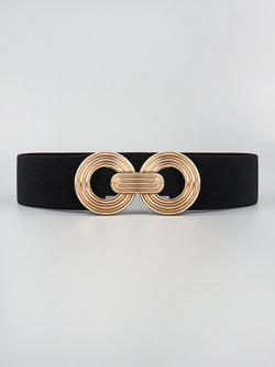 Geometric Buckle Elastic Wide Belt